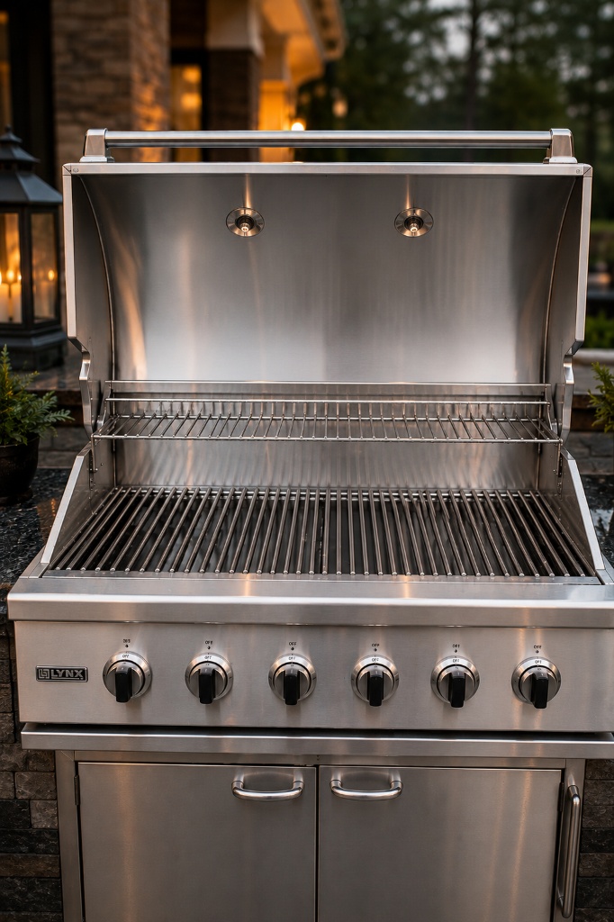 After Pure Grate cleaning, a Lynx built-in grill with clean stainless interior and restored grates